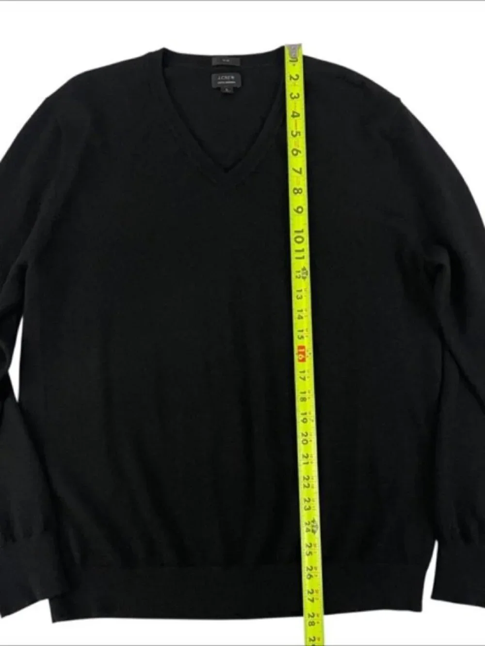 J. Crew Mens 100% Merino Wool Slim Fit Sweater Size L Black V-Neck